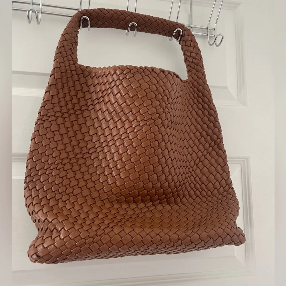 **NEW** Brown Vegan Leather Woven Tote